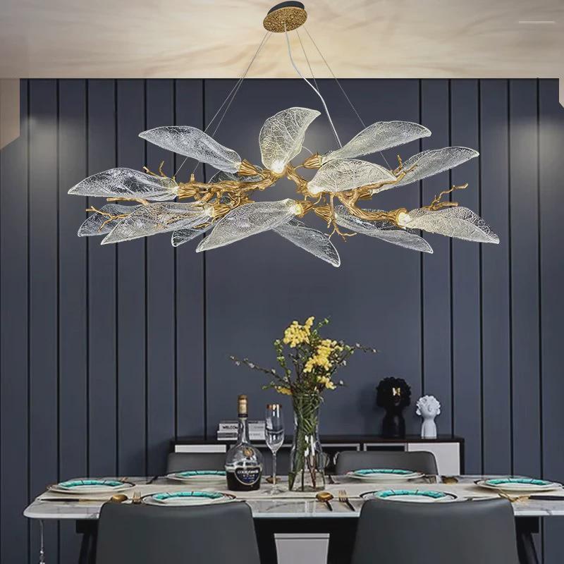2024新款艺术感轻奢餐厅吊灯大厅餐厅灯水晶别墅工程楼梯客厅吊灯