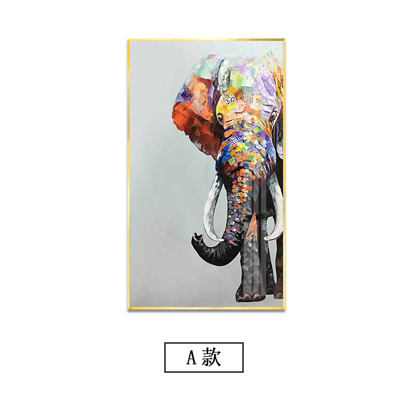 现代简抽象大象入户玄关竖版装饰画走廊动物过道落地大幅壁画图片