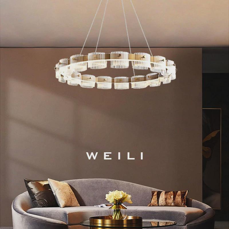 热销玻璃轻奢客厅吊灯创意时尚设计感简约高端现代氛围环形餐厅卧