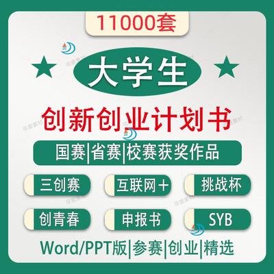 大学生创新创业项目计划书挑战杯互联网+三创大赛获奖作品ppt模板