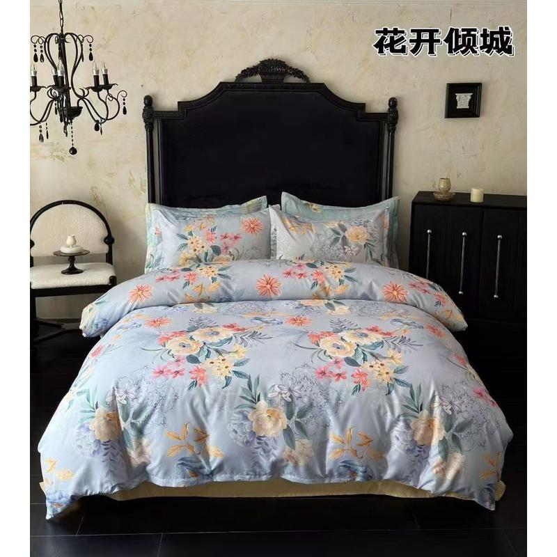 长绒棉新款富秋冬四件套北欧花卉风格加厚磨毛礼品四件套批发