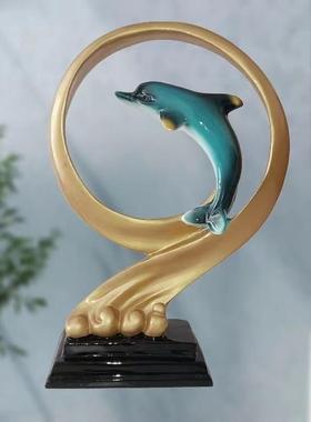 客厅摆件可爱桌面摆件电视柜摆件柜子艺术海豚卧室轻奢