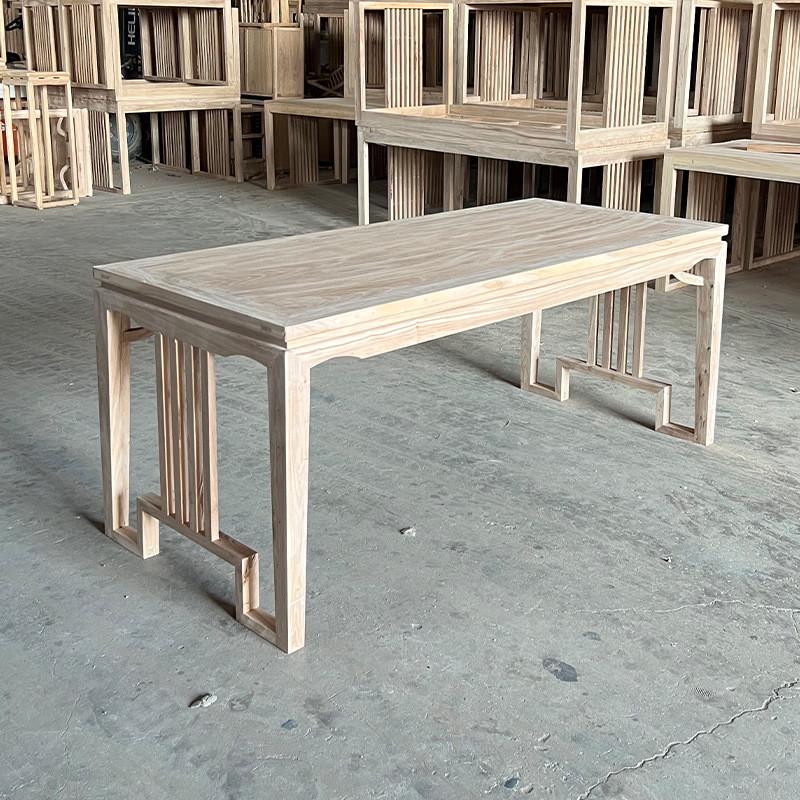 实木中式茶桌茶台泡茶喝茶桌办公画案白茬白胚老榆木家具工厂直销