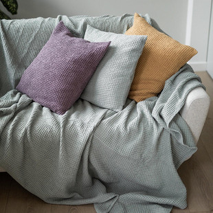 冬季棉麻华夫格防尘盖巾外贸出口定制沙发巾遮灰沙发全盖布一片式