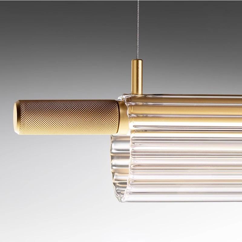 意式极简一玻璃长条设计师茶室服装店吧台灯前台餐厅字型高端吊灯