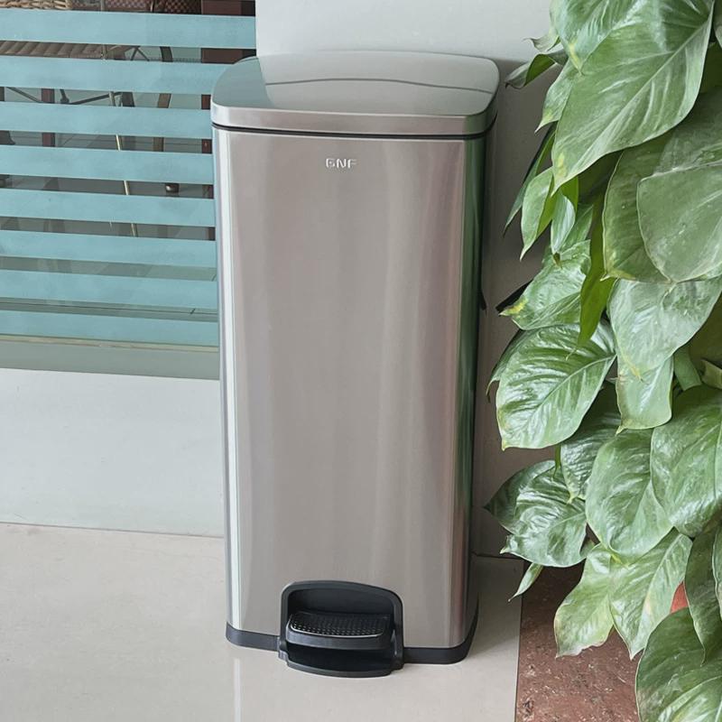 gnf不锈钢垃圾桶30l大容量商用简约酒店学校厨房防水走廊公司有盖