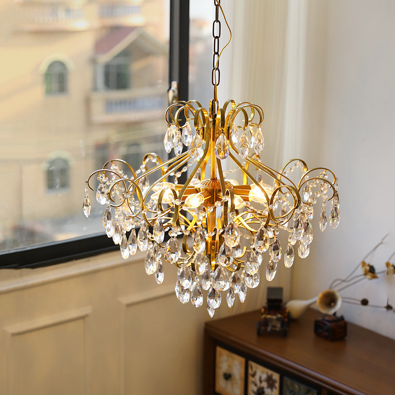 后现代小吊灯复古水晶卧室吊灯美式法式客厅餐厅过道玄关轻奢