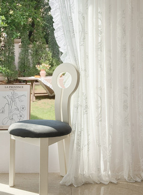 高档法式轻奢蕾丝花边ins风纱帘2024新款洛可可卧室绣花白纱jhsy