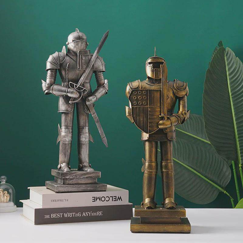 铠甲装饰勇士士兵工业风复古摆件金属酒吧西餐厅台球厅人摆设个性