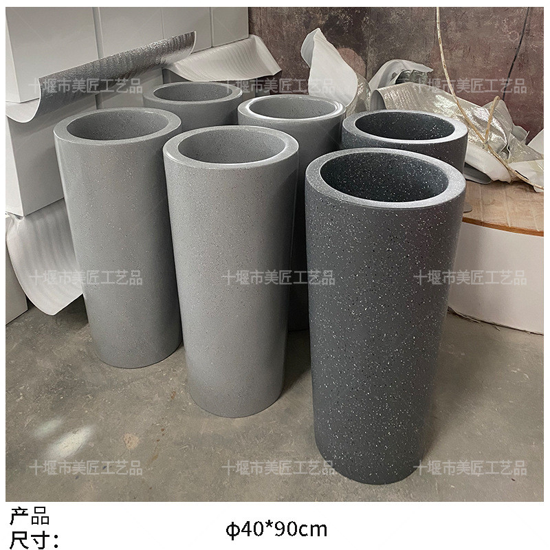 玻璃钢花盆商业美陈花钵现代简约花器摆件花池花坛售楼处花箱圆形