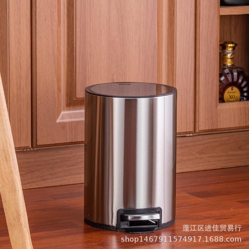 厂家不锈钢简约静音脚踏垃圾桶大号家用欧式客厅厨房卫生间