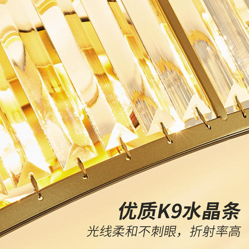 轻奢灯具美式吸顶灯卧室灯led圆形简约现代阳台走廊水晶网红灯饰