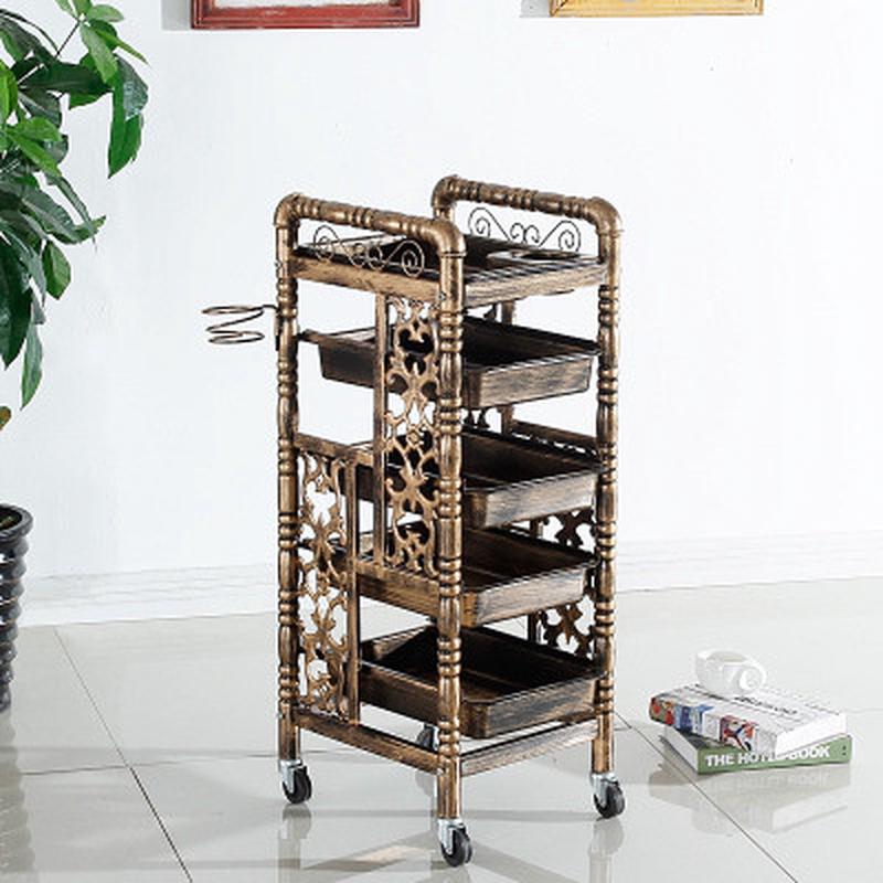 复古小推车美容美发专用杠车发廊理发置物架理发店烫推车染工具柜