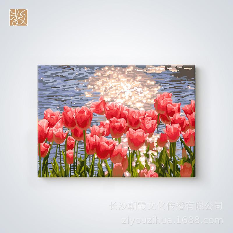 框手工油画手绘填色亲子兴趣培养摆件装饰画4560带内diy数字油画