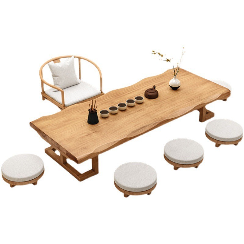 新中式接待坐地式矮桌现代简约家用会客实木茶台日式榻榻米茶桌