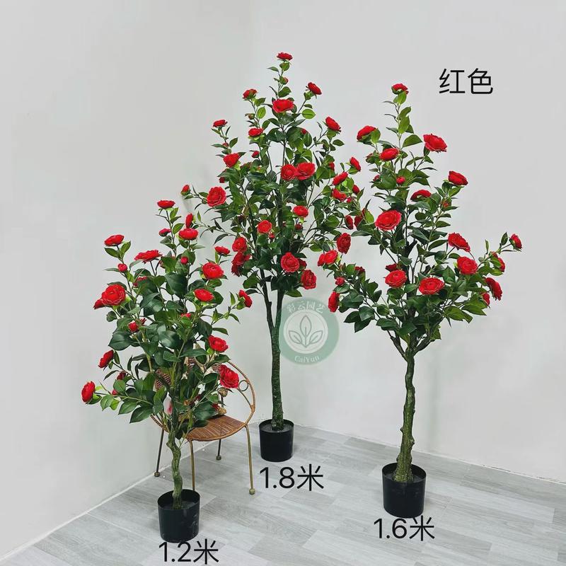 仿真茶树玫瑰客厅落地家具室内装饰植物盆栽盆景绿植橱窗仿真花