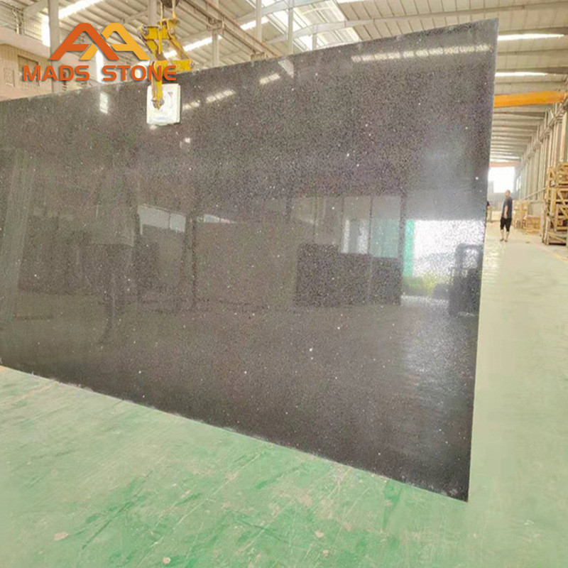 麦斯台面石材欧式银星黑色人造石英石橱柜云浮洗漱台面楼梯石材