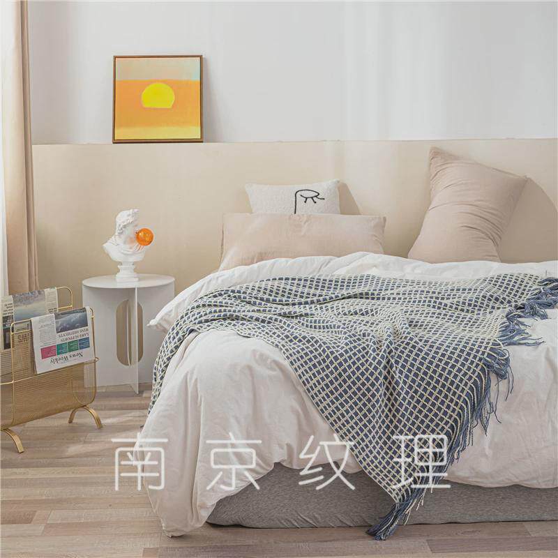 gz6m床尾巾现代轻奢沙发搭毯酒店格样板房装饰黑白民宿盖毯针