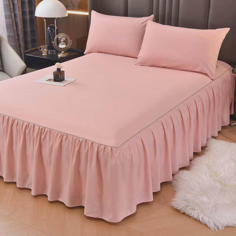 防滑纯色床裙床罩床笠床单韩版床套保护套三件套1.2米1.5m180x200