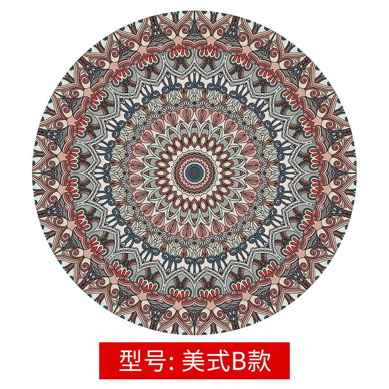 欧美轻奢圆形卧室床边地毯3d印花圈地垫绒家用客厅沙发茶几地毯