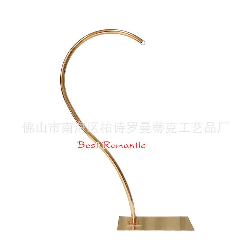 2021年新款婚庆主桌中心装饰摆件舞台路引灯饰吊架铁艺花架金色