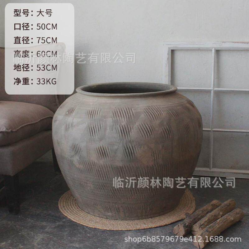 复古陶花坛陶坛土坛子胖花盆粗陶瓦缸泥罐土罐土大陶罐大缸种树盆
