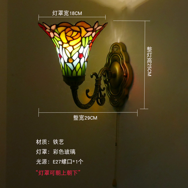 蒂凡尼多头简约镜前灯欧式田园葵子花壁灯灯化妆柜梳妆台镜壁灯具