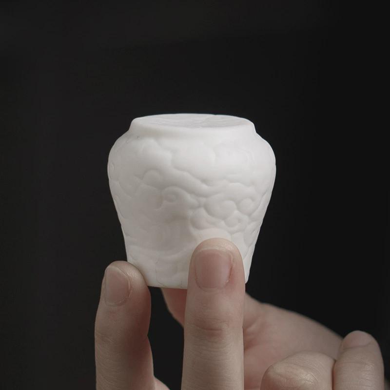 热销祥云羊脂玉瓷盖置壶盖盖碗盖子白瓷陶瓷盖置茶壶托茶具垫茶道