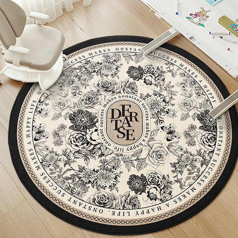 2o6x圆形美式地垫办公室电脑椅子垫转椅阳台摇椅毯子衣帽间梳妆台