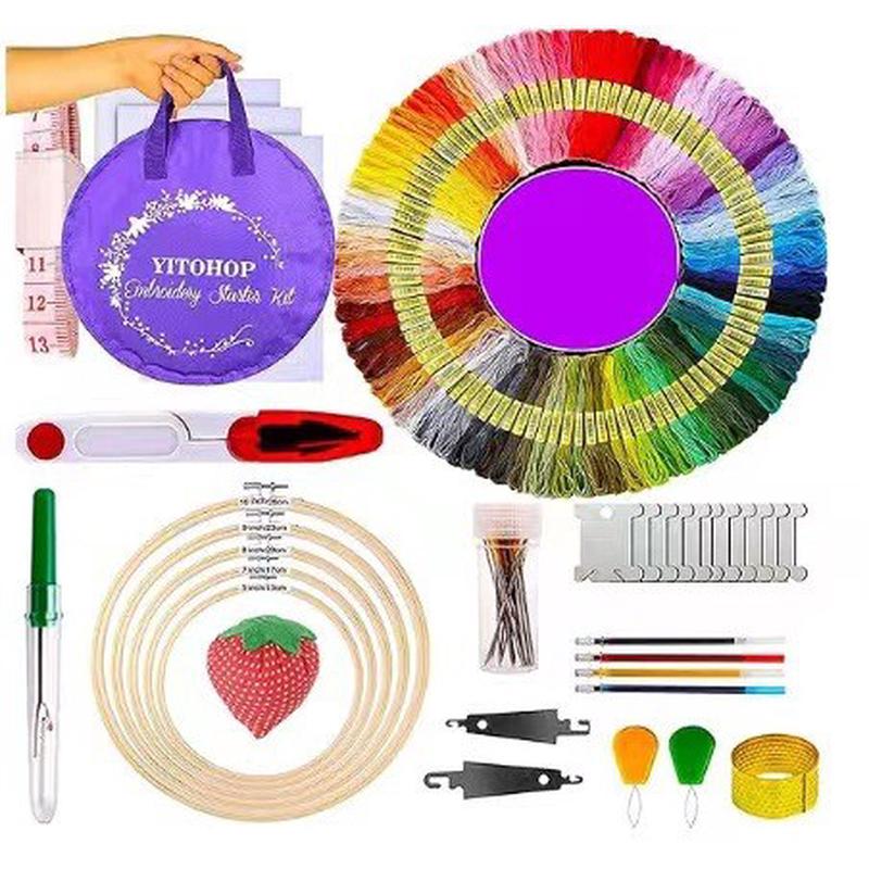 十字绣工具套装100色50色绣花线绣戳戳乐组合刺绣diy棚工具套装