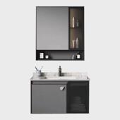 太空铝浴室柜加厚岩18厘铝蜂窝一体陶瓷盆实心板挂墙式 浴室柜吊柜