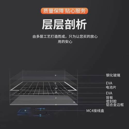 550W太阳能单晶硅光伏板屋顶光伏发电瓦片家用发电系统