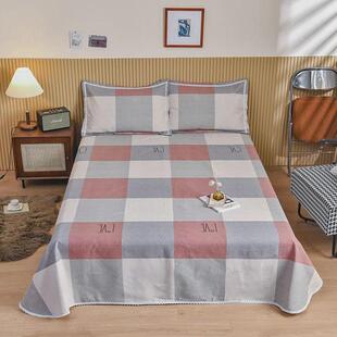 OF9D新款老粗布凉席三件套可折叠花边机洗夏季裸睡亲肤席黄色小