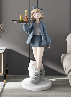 9cq6女孩客厅大型落地摆件托盘大号旁边电视柜玄关装饰乔迁新居