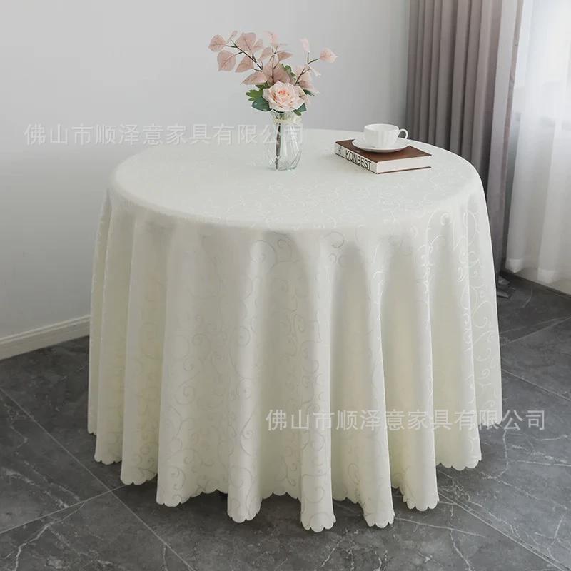 厂家直供提花高档酒店餐厅婚庆装饰纯色圆形北欧简约台布涤纶桌布