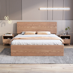 白蜡木实木床1.8米双人床1.5m落地高箱气压储物1.35收纳1.2箱体床