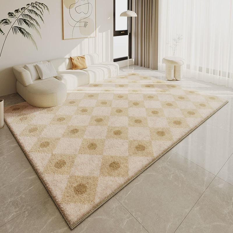 法式奶油风客厅波点大尺寸地毯打理易耐脏轻奢茶几毯床边艺术地垫