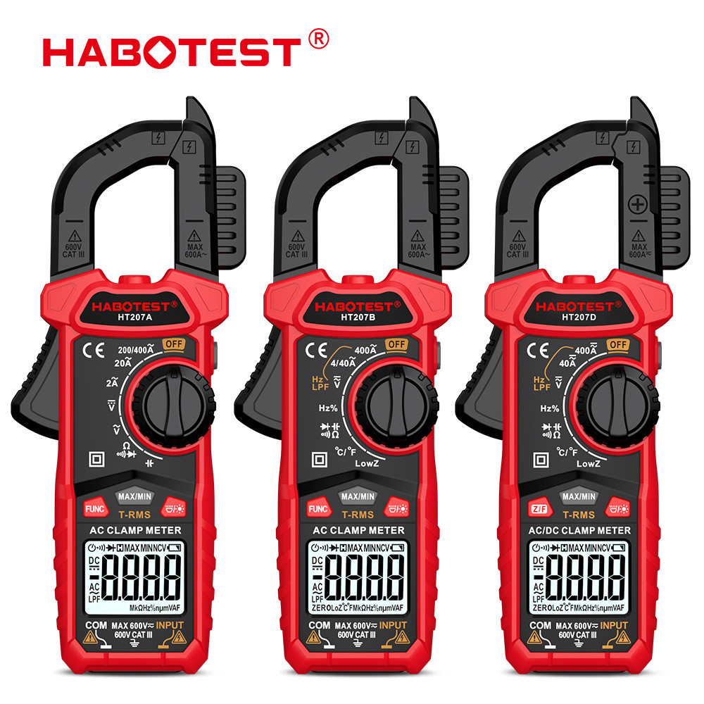 华博HT207ABD钳形表数显高精度交直流万能表数字式电流钳表钳型表