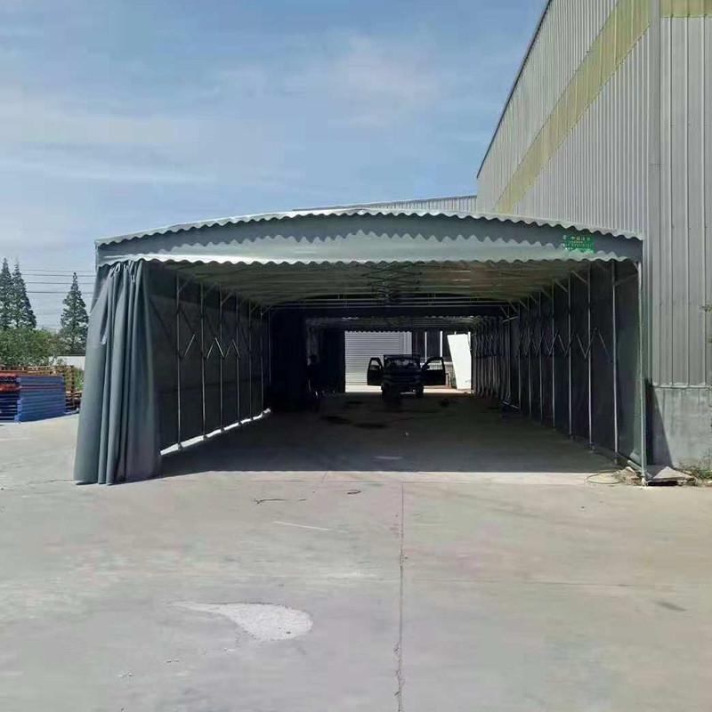 工厂定制移动仓库伸缩雨棚户外停车电动推拉雨棚防风防雨遮阳篷