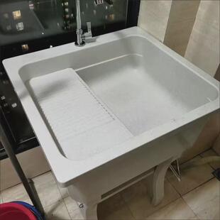 d！户外水池加厚阳台一体石英石大理石洗衣池带搓板洗衣台单双池