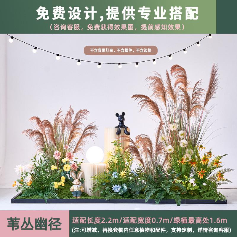 仿真绿植露营风造景干花芦苇草装饰室内商场网红景观打卡场景布置