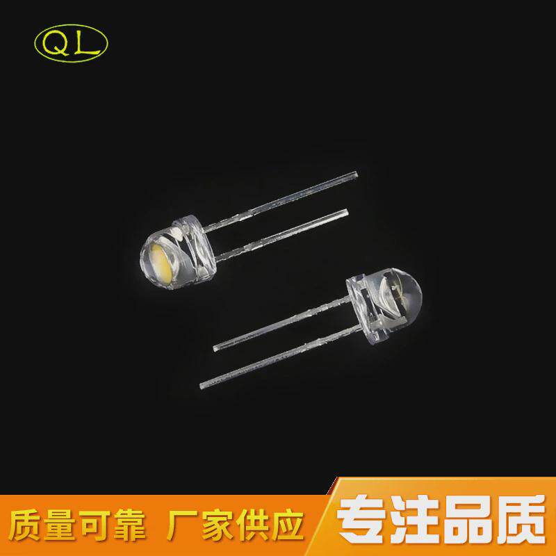 厂家供应直插式草帽二极管led灯珠f5发光大杯暖白光