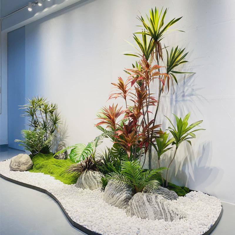 餐厅盆栽植物造景室内盆景仿真绿植场景装饰橱窗楼梯景观组合