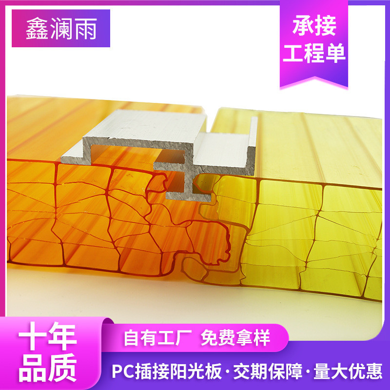 户外幕墙装饰板透明光扩散隔断扣板定尺采光阳光板中空pc插接顶棚