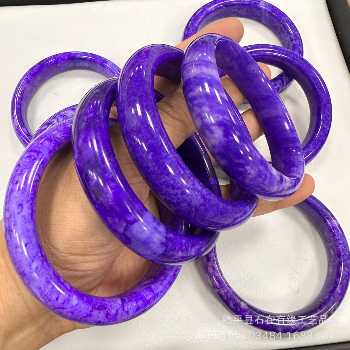 南非舒俱来玉石手镯樱花粉玉手镯舒俱来满紫手镯女款速发供货