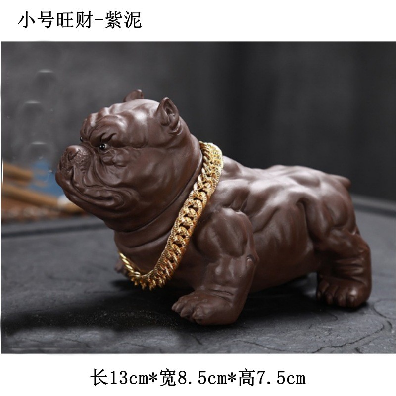 紫砂茶宠摆件可养小狗茶玩创意个性恶霸犬狗茶具配件茶宠代发
