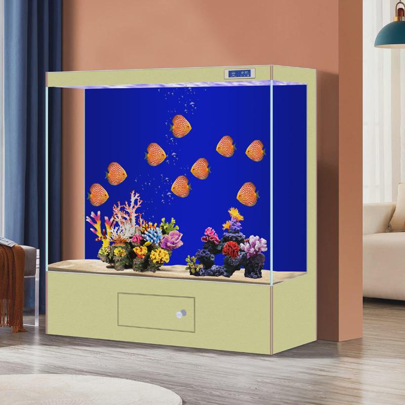 源头厂家创海水族箱生态金鱼缸客厅中型靠墙落地家用大型玻璃方形