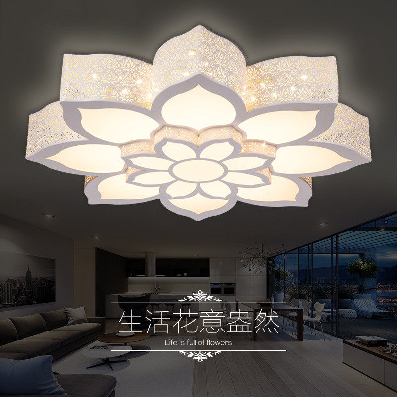 led吸顶灯花朵创意客厅灯大气房间简约温馨饰个性调光灯具卧室灯