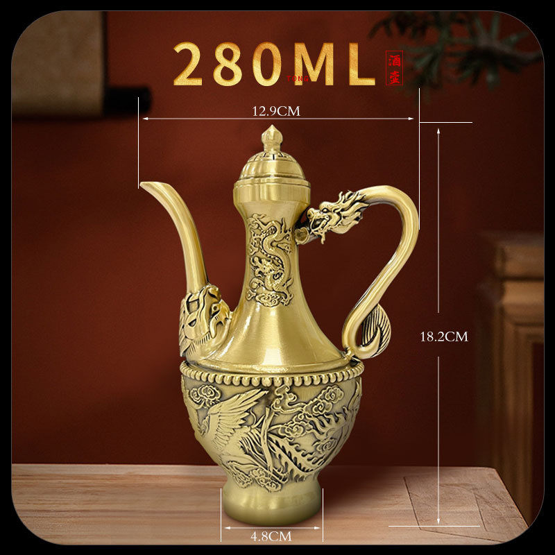 家用老式铜酒壶黄铜酒杯套装手工黄铜制品水酒清酒器烫茶壶新款