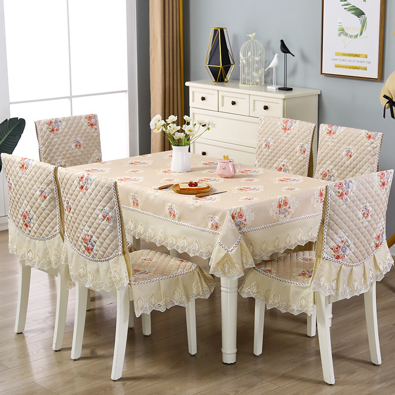 q683欧式餐椅套罩家用餐椅坐垫套加大餐椅垫套装餐桌布圆桌布茶几